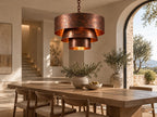 Handcrafted Hammered Copper 3-Tier Pendant Light