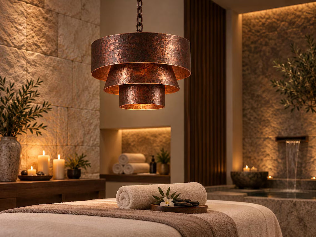 Handcrafted Hammered Copper 3-Tier Pendant Light