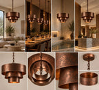 Handcrafted Hammered Copper 3-Tier Pendant Light
