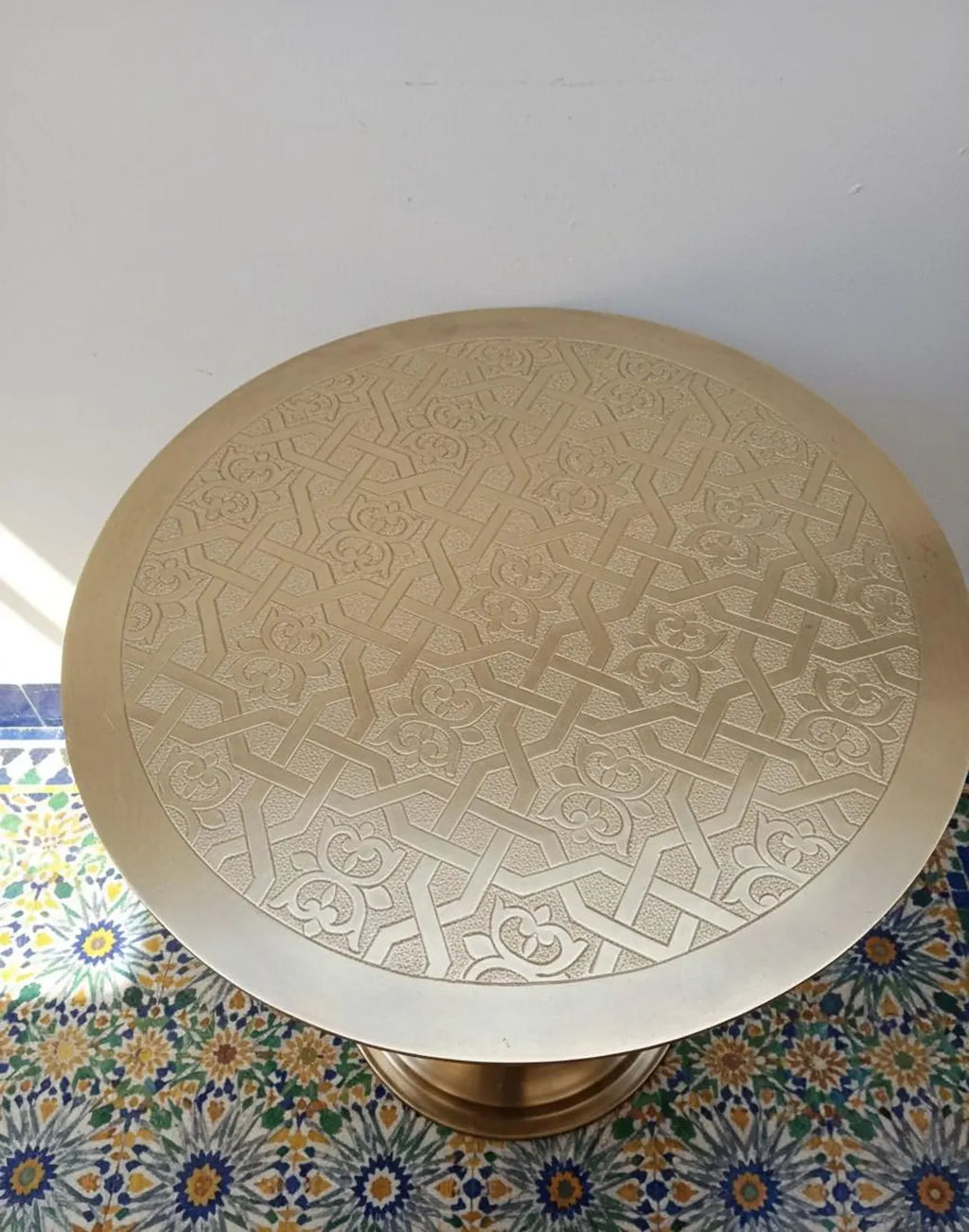 Handcrafted Brass Pedestal Table