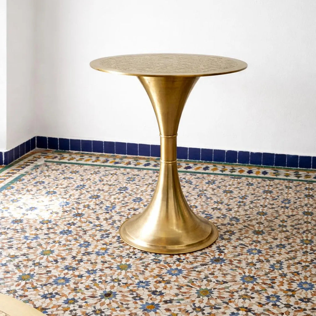 Handcrafted Brass Pedestal Table