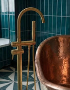 Handmade Copper & Bone Inlay Freestanding Bathtub