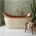 Handmade Copper & Bone Inlay Freestanding Bathtub