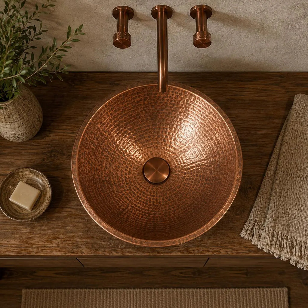 Handmade Hammered Copper Vessel Sink