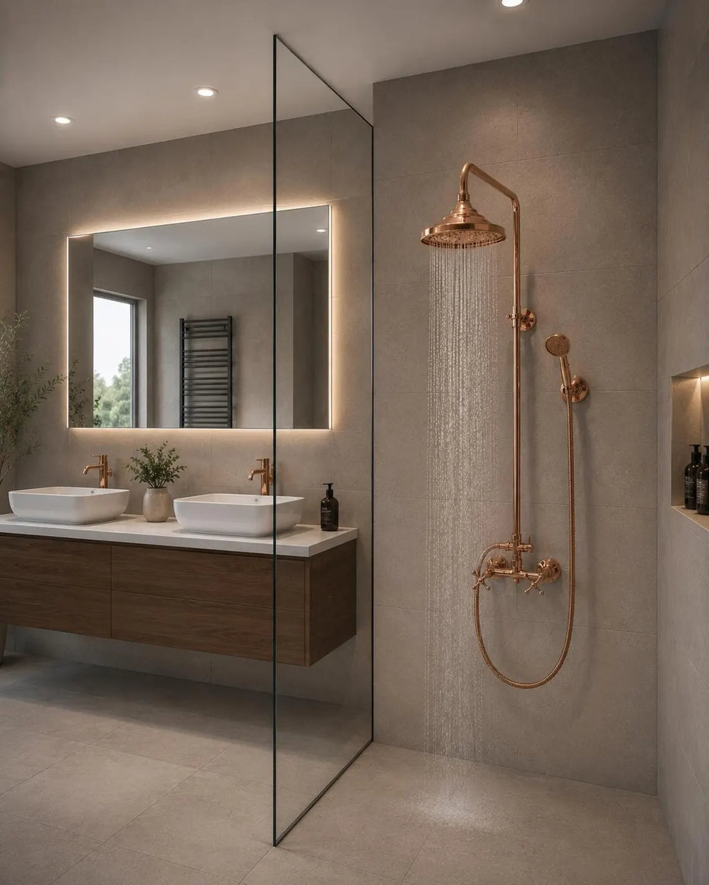 Handmade Copper Exposed Shower System