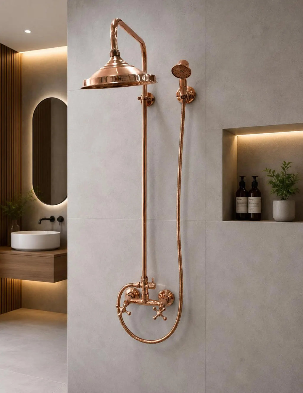 Handmade Copper Exposed Shower System