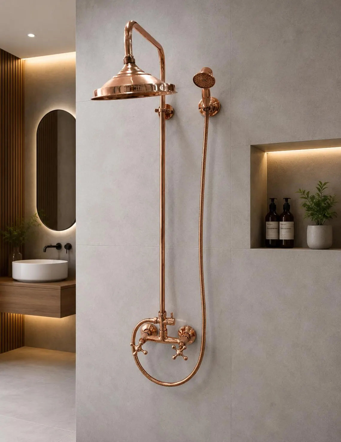 Handmade Copper Exposed Shower System