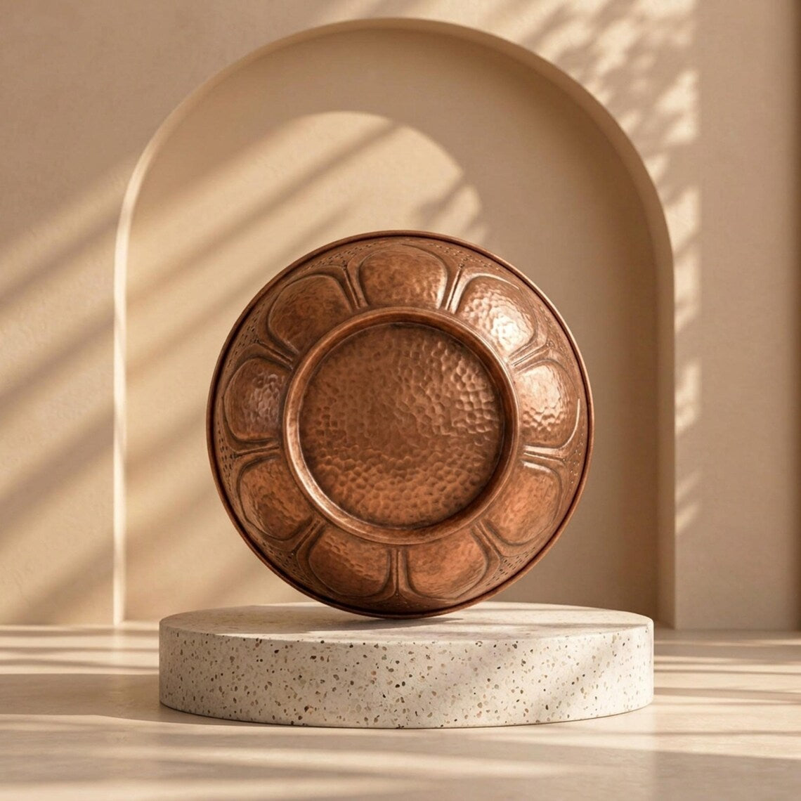 Handmade Hammered Copper Lotus Planter