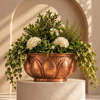 Handmade Hammered Copper Lotus Planter