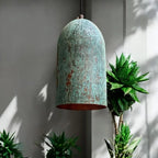 Handmade Green Patina Copper Pendant Light