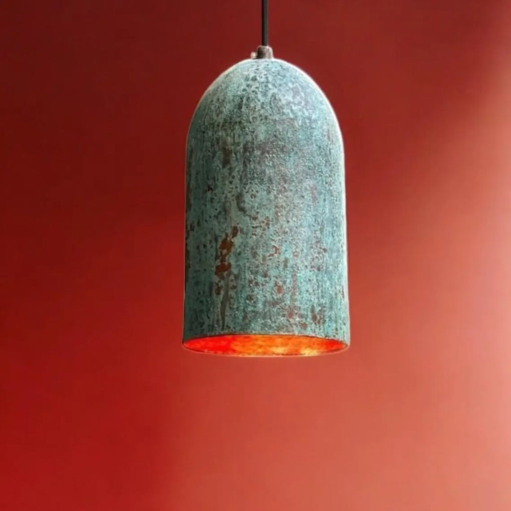 Handmade Green Patina Copper Pendant Light